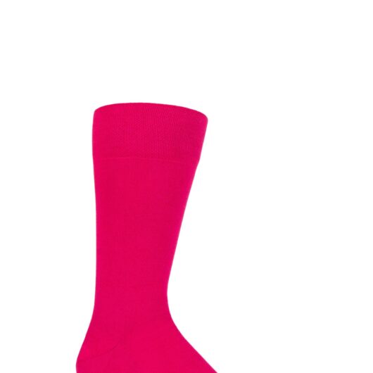 Mens 1 Pair Falke Sensitive London Cotton Left and Right Socks With Comfort Cuff Hot Pink 5.5-8 Mens
