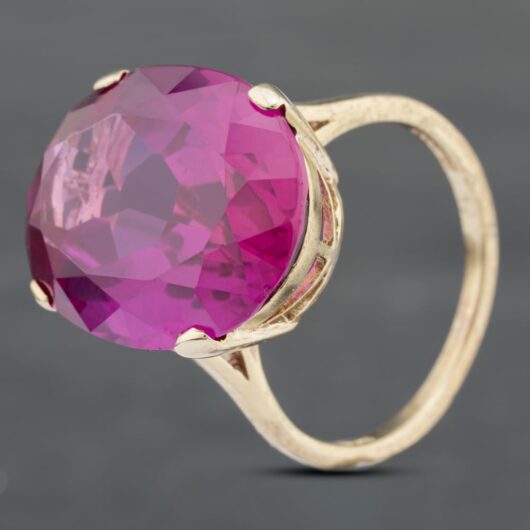 Pre-Owned Vintage 9ct Yellow Gold Synthetic Stone Large Oval Dress Ring 41102772